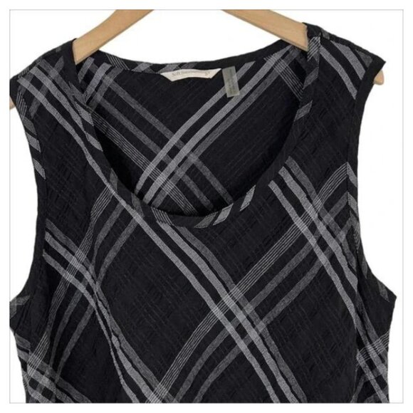 Soft Surroundings Women's Black/Grey Plaid Handkerchief Hem Tunic, Size Medium - Picture 3 of 9